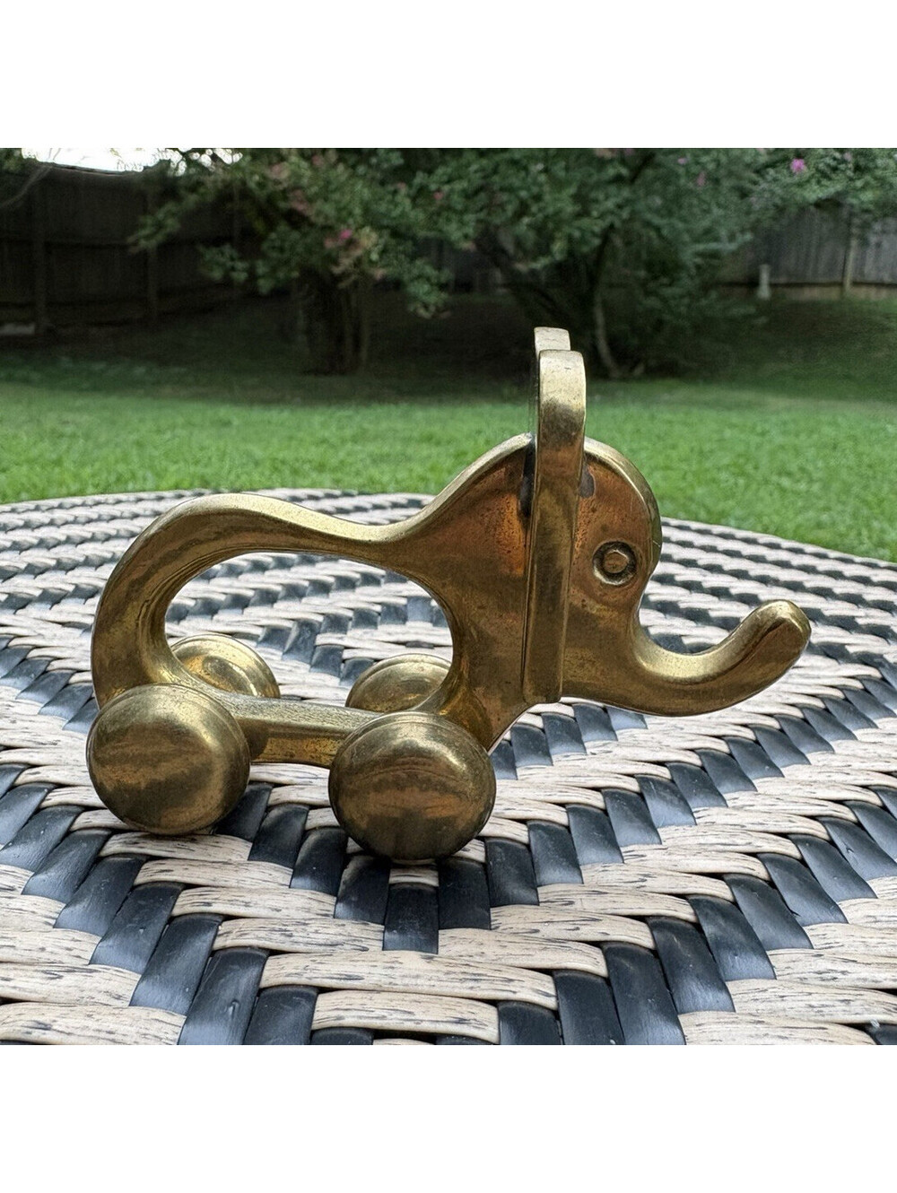Brass Elephant Figurine on Rolling Wheels Decorative Elephant Brass Figurine